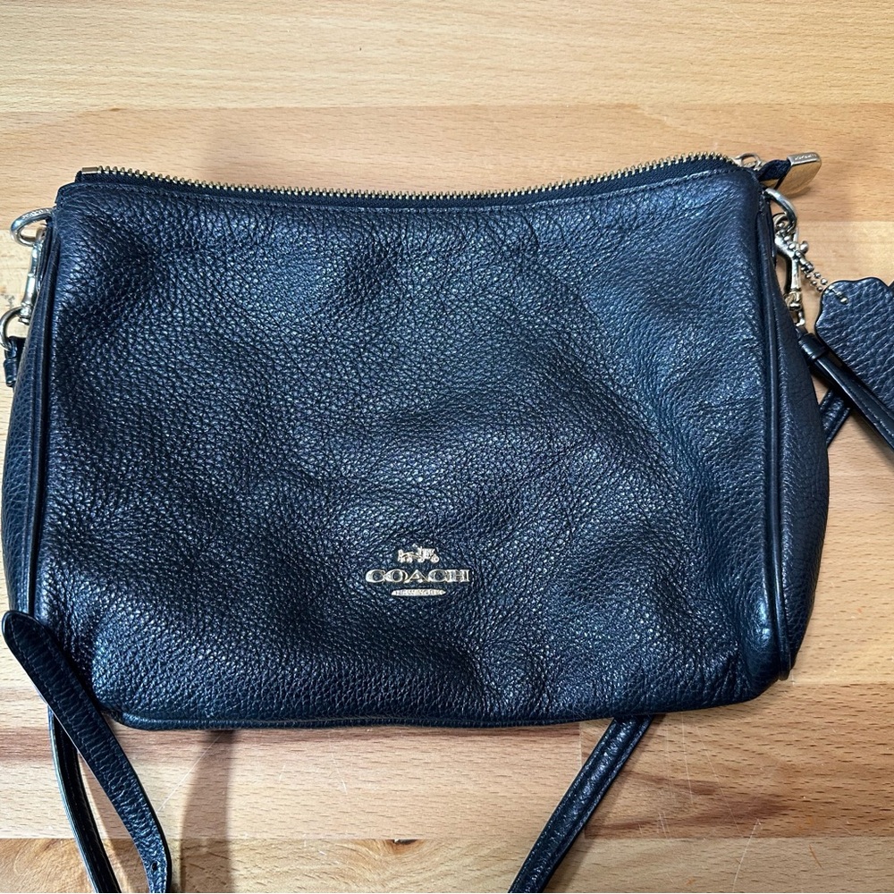 Coach Pebbled Black Leather Crossbody Bag - Picture 2 of 9